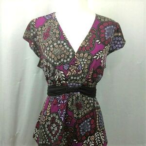 Petite Sophisticate purple floral top Large